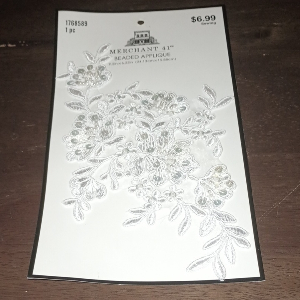 Beaded Applique - White